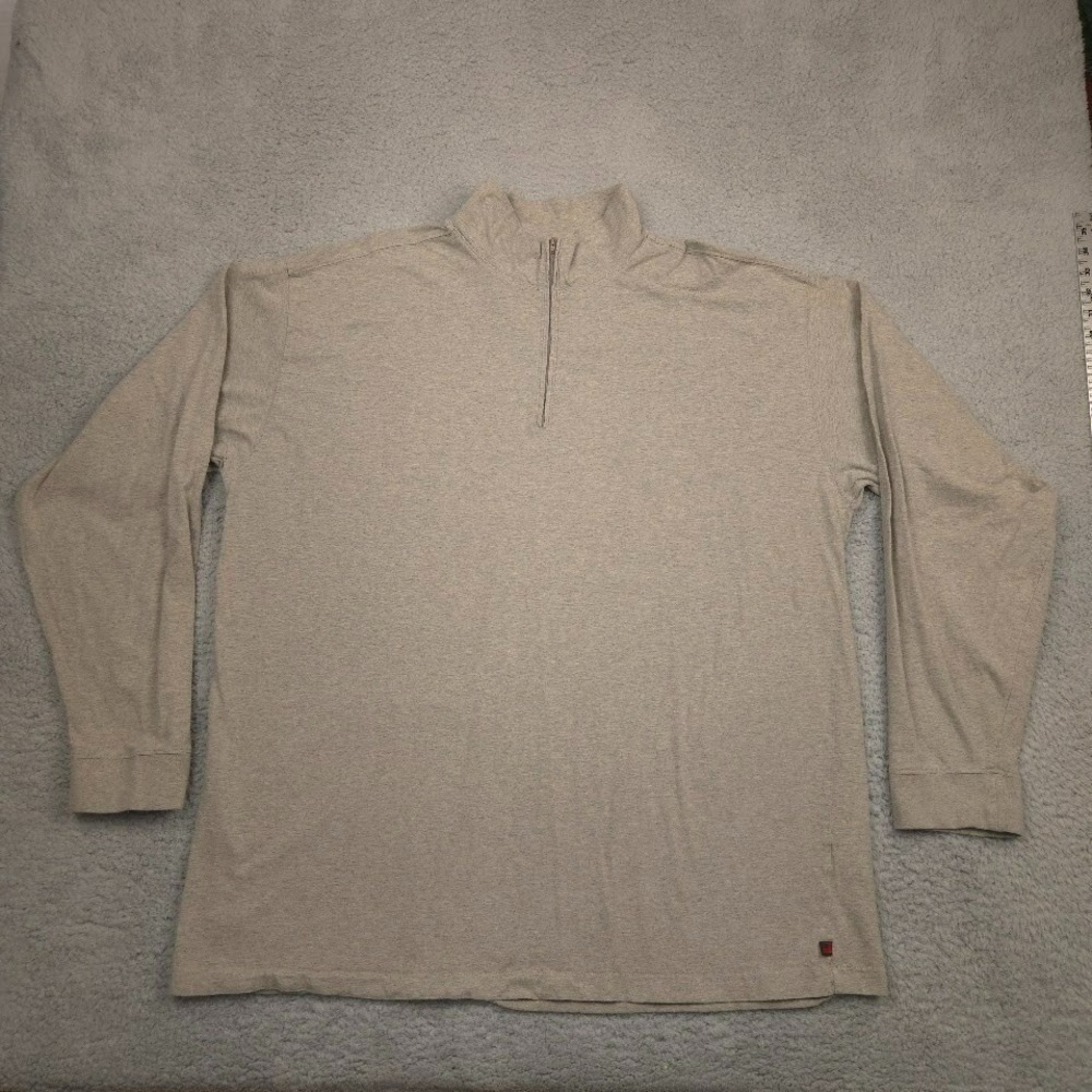 Woolrich 3XDRY Quarter Zip Pullover Mens XXL Beige Cotton Mock Neck Top